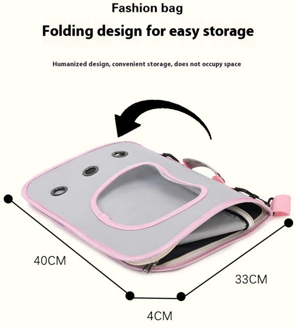 Sac de Transport Pliable Tissu Oxford (XXL) | Fenêtre Transparente PVC, Maille Respirante, Poids Léger & Durable (Chats et Petits Chiens)