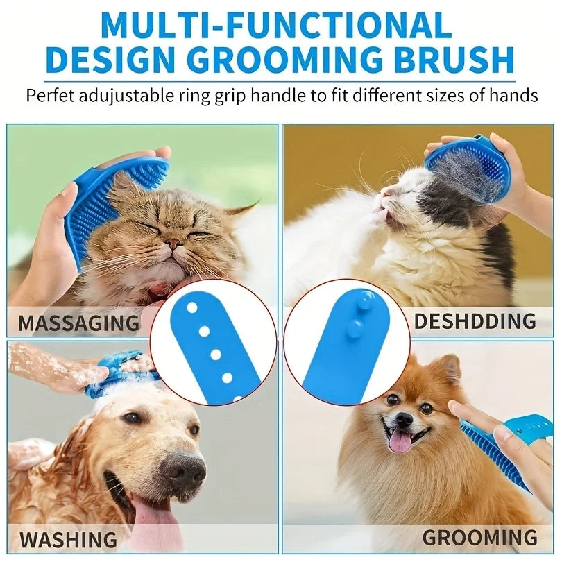 Kit de Toilettage Essentiel 2 Pièces pour Animaux | Brosse Démêlante et Gant de Bain Nettoyant (Chien, Chat, Lapin)