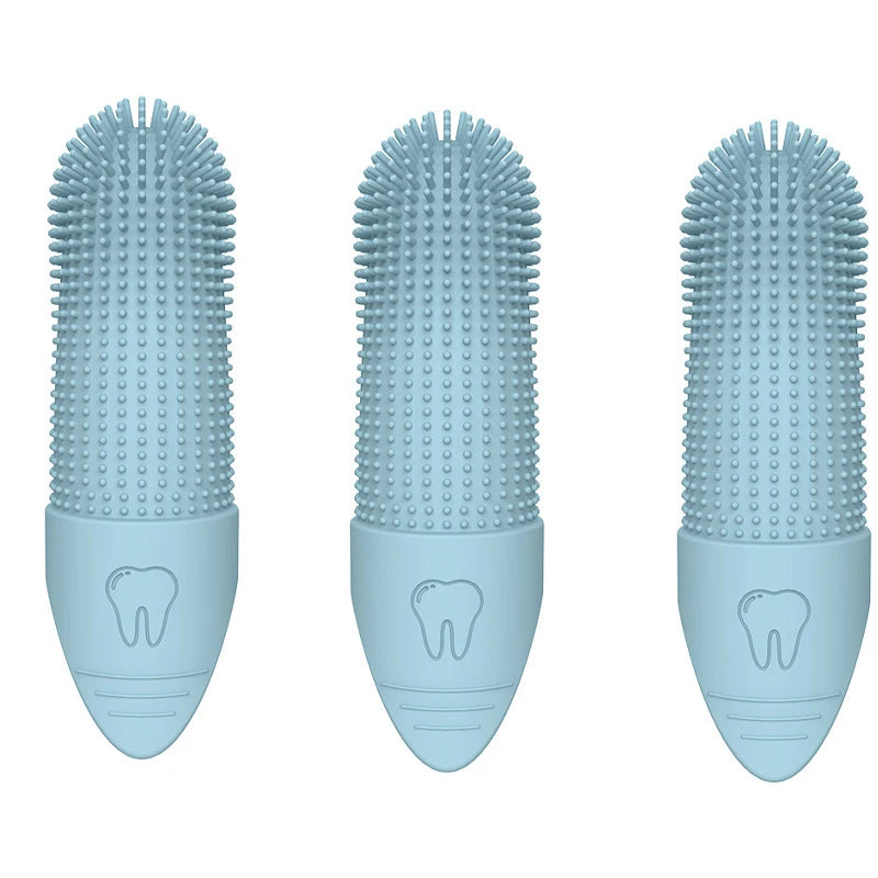 Brosse à Dents 360° en Gel de Silice – Nettoyage Doux & Efficace pour Chiens et Chats (Lot de 3)
