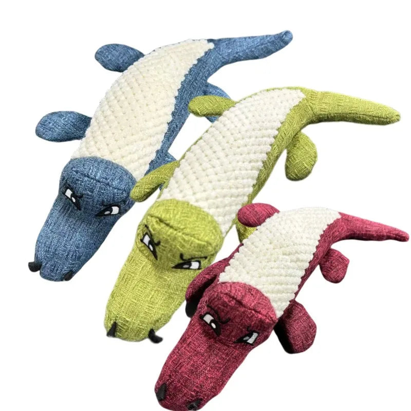 Jouet Peluche Alligator pour Chien | Matériau Lin Résistant et Non Toxique, Son Grinçant Intégré (Compagnon Anti-Ennui)