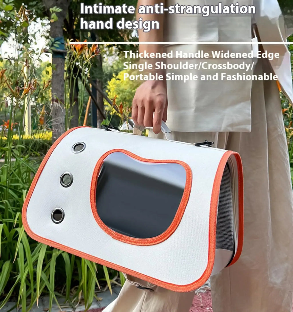 Sac de Transport Pliable Tissu Oxford (XXL) | Fenêtre Transparente PVC, Maille Respirante, Poids Léger & Durable (Chats et Petits Chiens)
