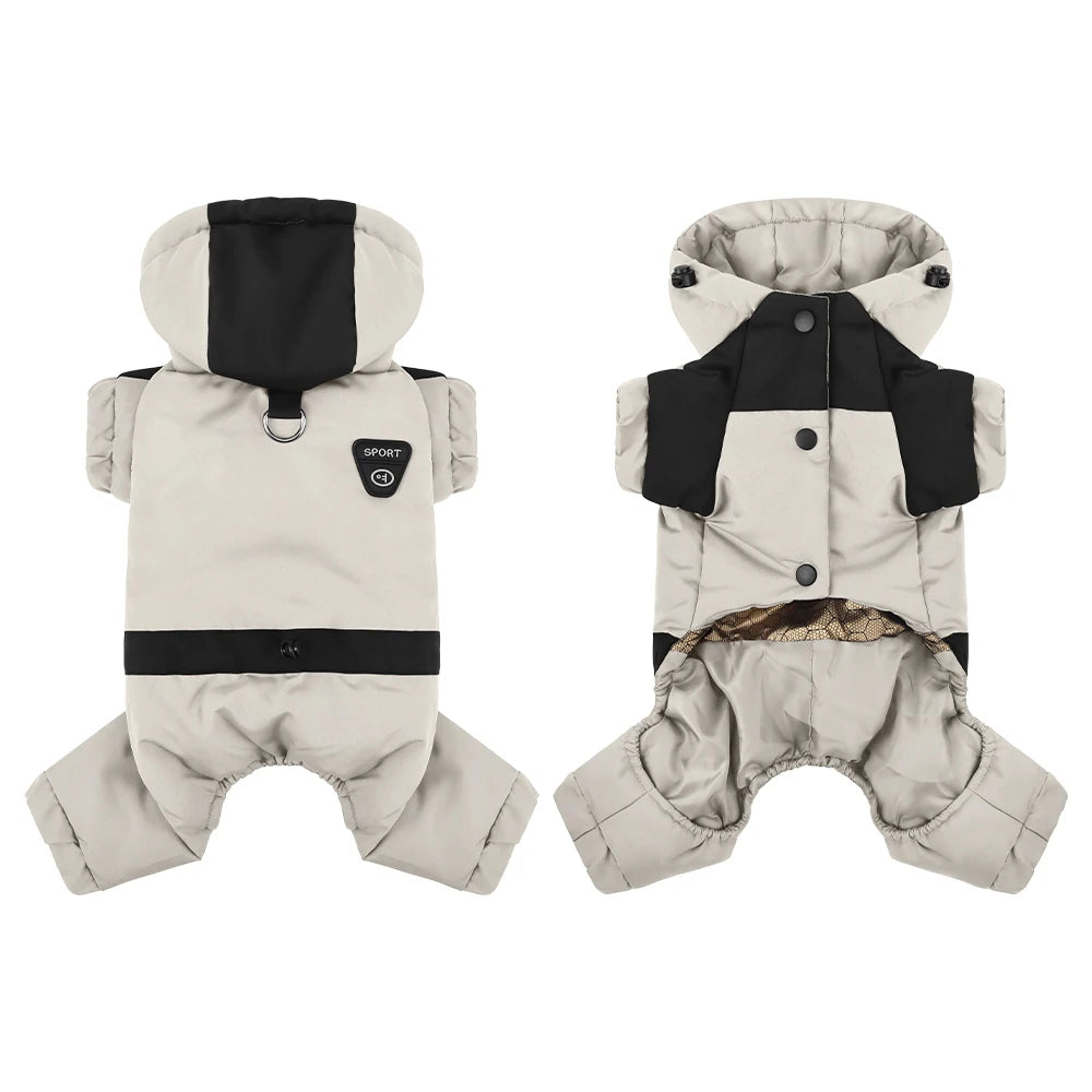 Vêtements d'hiver pour chiens, veste chaude en coton avec capuche, vêtements pour animaux de compagnie à quatre pattes pour chiens de petite race comme un ours en peluche et une Bichon Frise