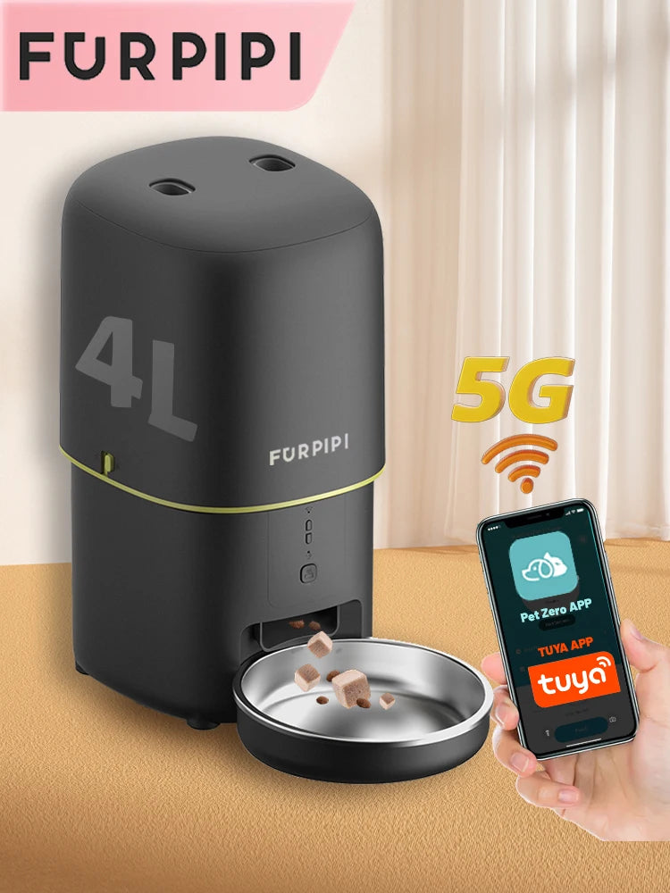 Mangeoire Automatique Wi-Fi Premium 4L pour Chat & Petit Chien | 12 Repas/Jour Programmables, Contrôle à Distance et Bol en Inox