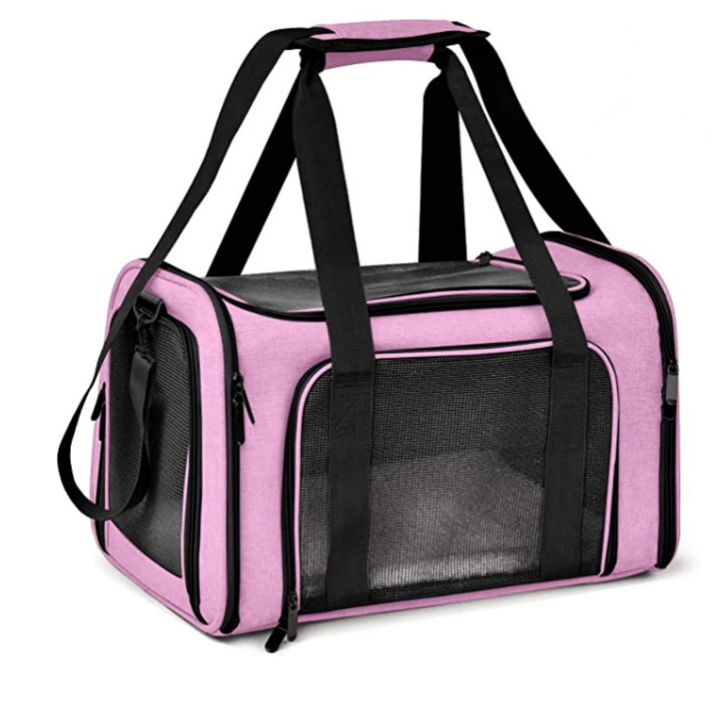 Sac de Transport Souple Pliable HOMOLOGUÉ TSA (15 lbs Max.) | Face Souple, Nylon Léger, Idéal Voyage Avion & Voiture (Chats et Chiots)