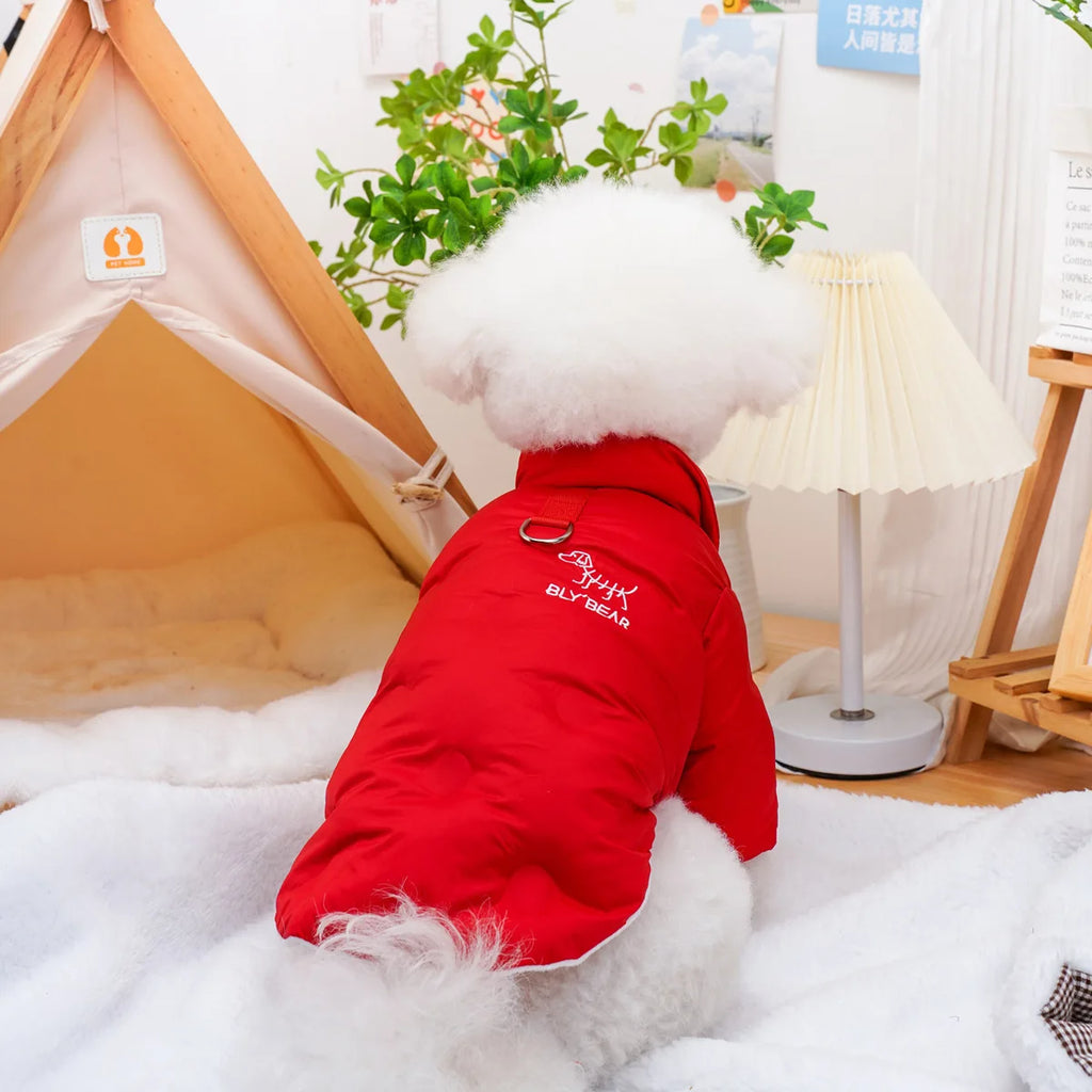 Parka/Manteau Chaud à Pois pour Petit Chien (Teddy, Chat) | Vêtements Épais en Coton, Style Hiver Fantaisie