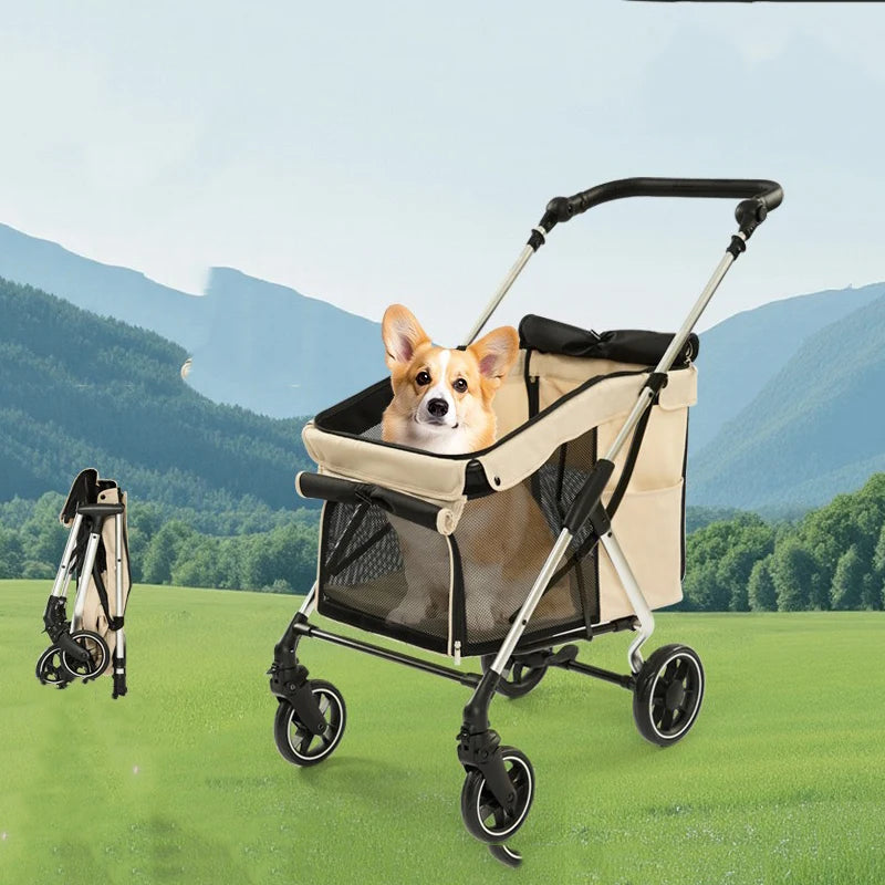 Poussette de Transport Pliable et Robuste pour Grands Chiens (Jusqu'à 20 kg) | Châssis en Aluminium