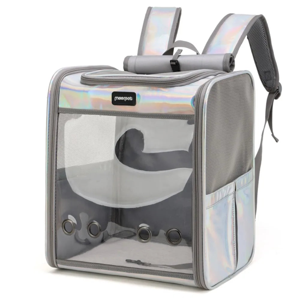 Sac de Transport pour animaux de compagnie Transparent Portable grand espace pliable sac à dos pour animaux de compagnie respirant Oxford chat sac de Transport chat chien Transport