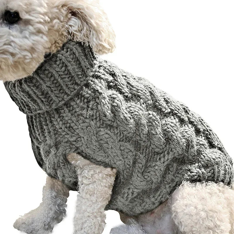 Pull Chien Tricoté Chaud (Pur Coton/Acrylique) pour Chihuahua et Yorkshire | Vêtements d'Hiver Simples et Classiques (Petit et Moyen Chien)