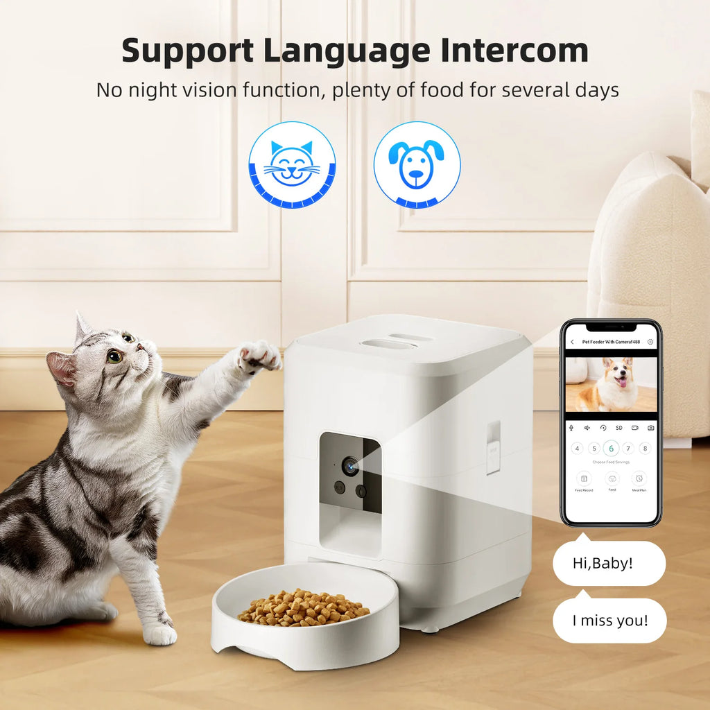 Mangeoire intelligente pour animaux de compagnie 2L avec vidéo mangeoire automatique distributeur de nourriture pour chien séché Quantification chronométrée WIFI contrôle mangeoire pour chat bol pour chien de compagnie