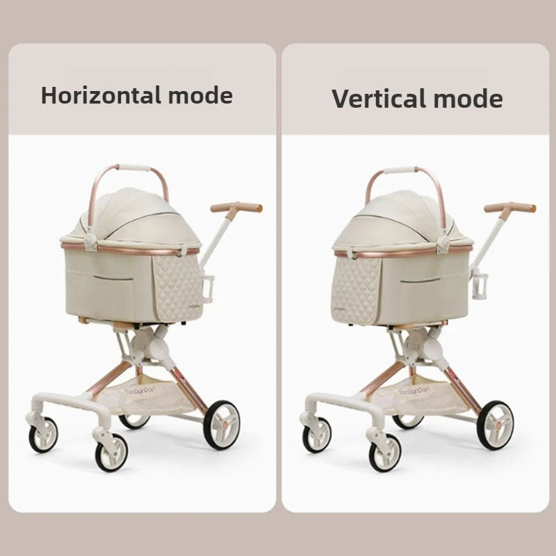 Poussette de Voyage Légère & Pliable (2-en-1) | Transporteur Détachable (12 kg Max.), Fenêtre Panoramique, Multi-Ventilation pour Petits/Moyens Chiens & Chats