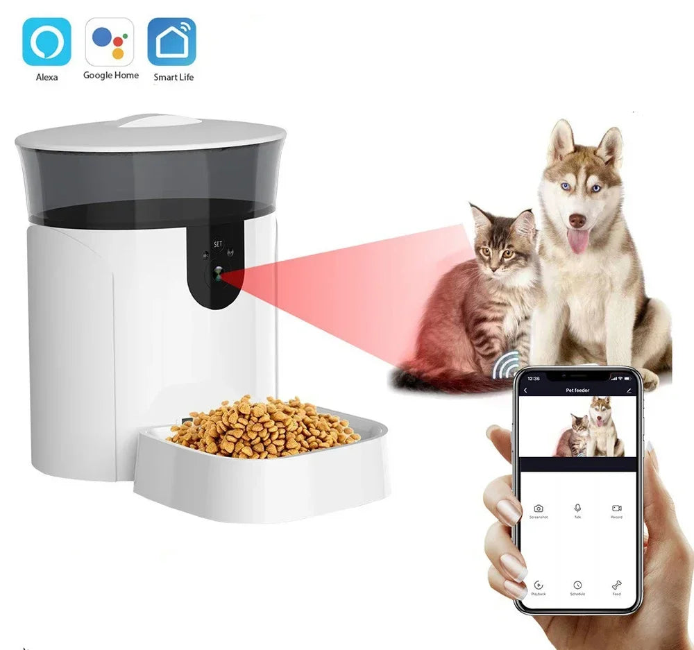 Mangeoire automatique intelligente pour animaux de compagnie, contrôle de caméra à distance WiFi, micropuce, nourriture pour chien 7L, usine