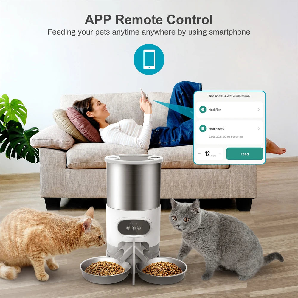 Tuya – mangeoire intelligente pour animaux de compagnie, distributeur automatique de nourriture pour chat et chien, adapté aux chats et moyens chiens de petite et moyenne taille, alimentation à distance
