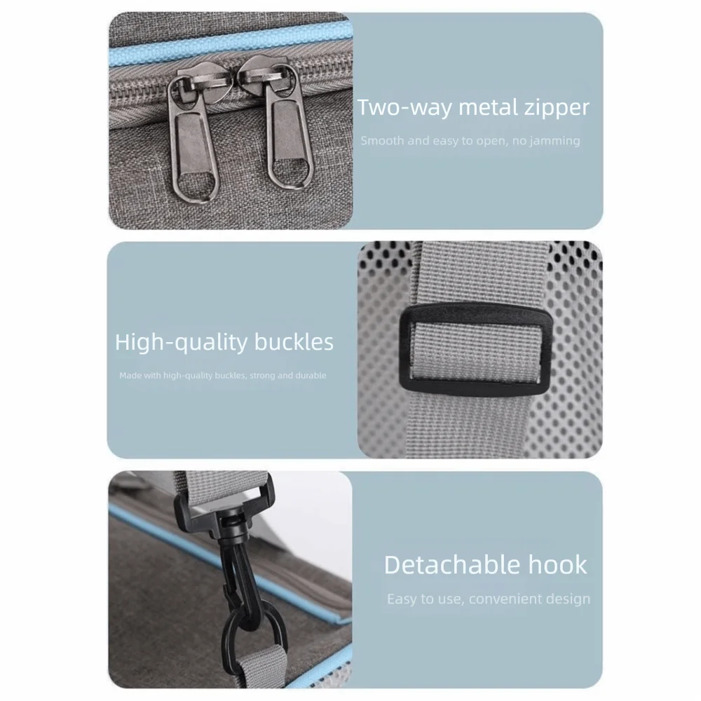 Sac de Transport Pliable en Maille Respirante (43 cm) | Tissu Oxford Durable, Double Fermeture Éclair & Poignée Confortable (Voyage Chat & Chien)