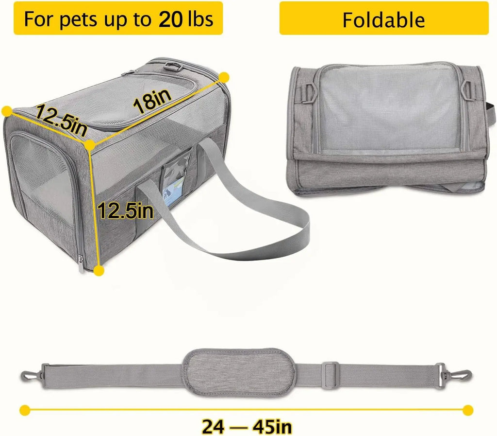 Porte-chat pour chats de grande taille 20 lb, chat moyen de moins de 25 lb, porte-chien pour petits chiens, porte-animaux de compagnie de voyage souple