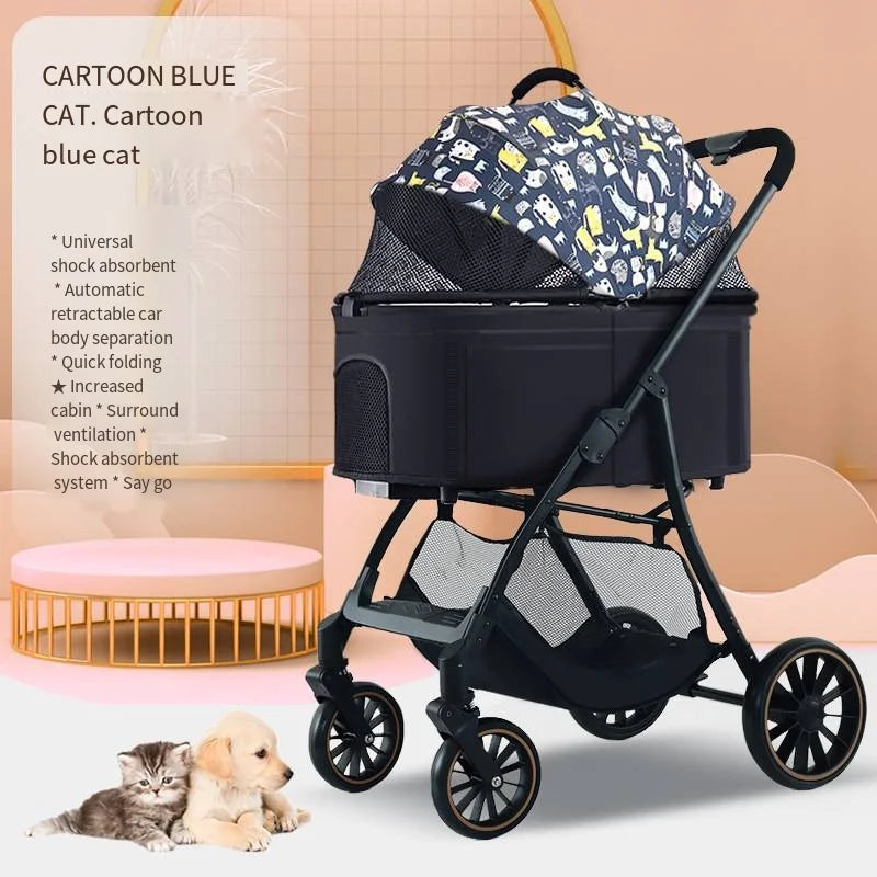 2025 Poussette pour animaux de compagnie pour chiens et chats pour sortir, petit chariot léger amovible et pliable pour chiens qui marcher et chats marchent