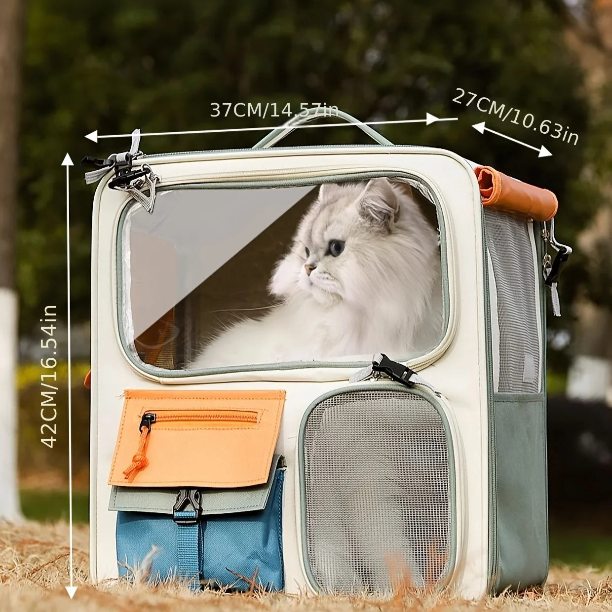 Sac à Dos de Transport EXTENSIBLE (Grande Capacité) | Tissu Respirant Coloré, Fermeture Éclair Sûre, Portable pour Chats et Petits Chiens (Toutes Races)