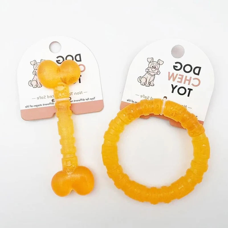 Jouet Anneau Double à Mâcher en Caoutchouc Souple | Nettoyage des Dents, Anti-Anxiété et Résistant aux Morsures (Petit Chien)