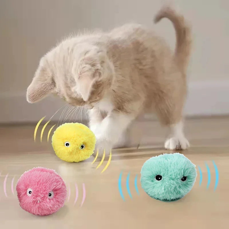 Jouet Électrique Balle Sonore pour Chat | Activation Tactile, Simule 3 Sons d'Animaux (Chasse) | Peluche Douce, Longue Durée de Vie