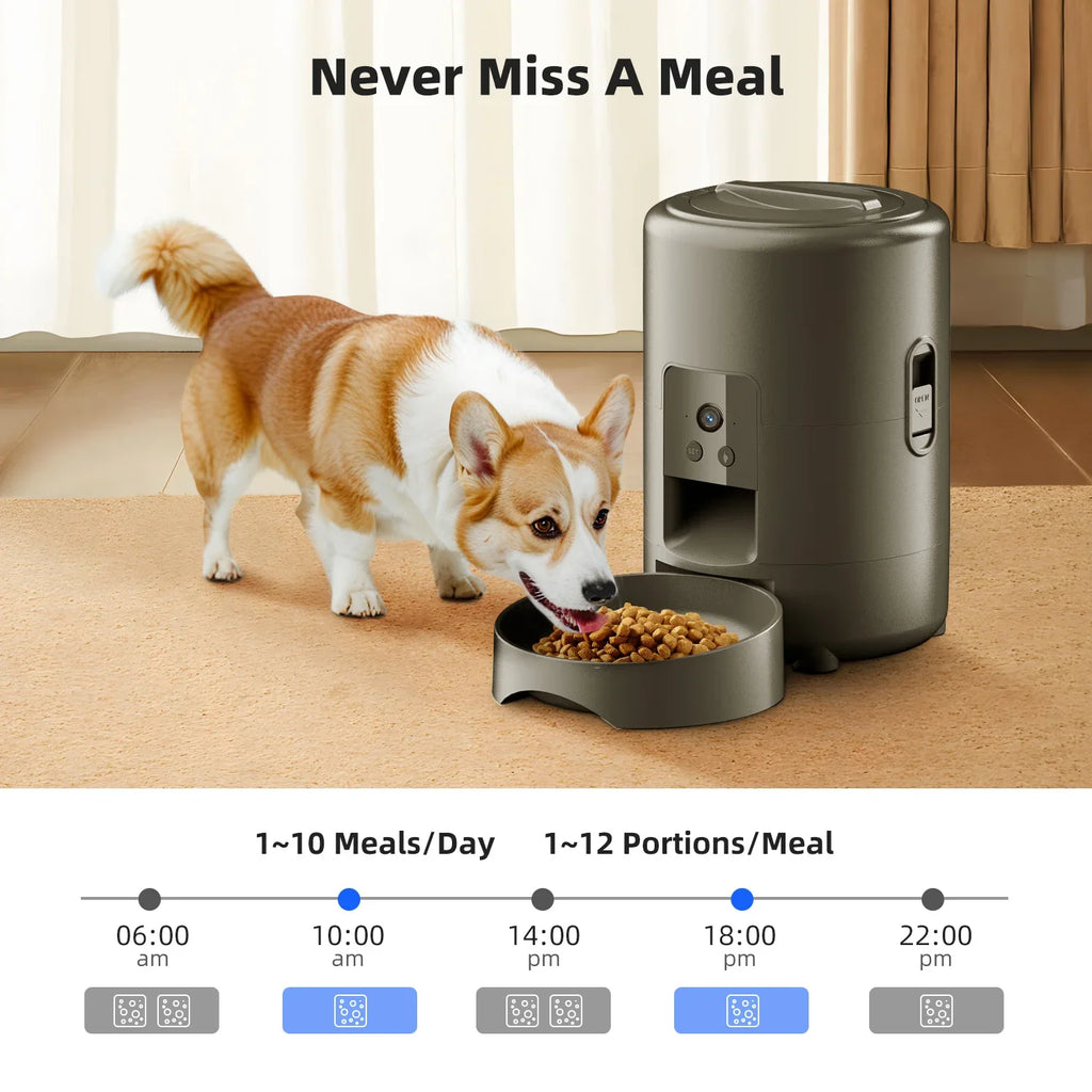 Distributeur automatique 2L avec caméra – Mangeoire intelligente pour chats & petits chiens (programmable)