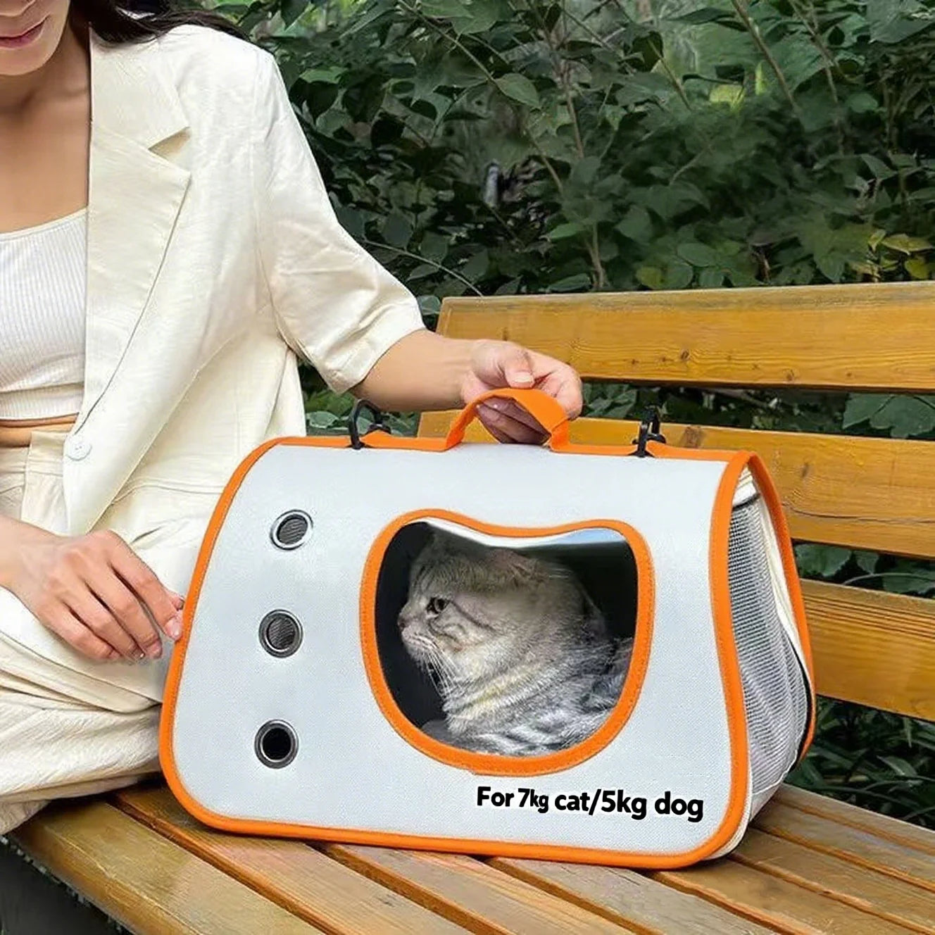 Sac de Transport Pliable Tissu Oxford (XXL) | Fenêtre Transparente PVC, Maille Respirante, Poids Léger & Durable (Chats et Petits Chiens)