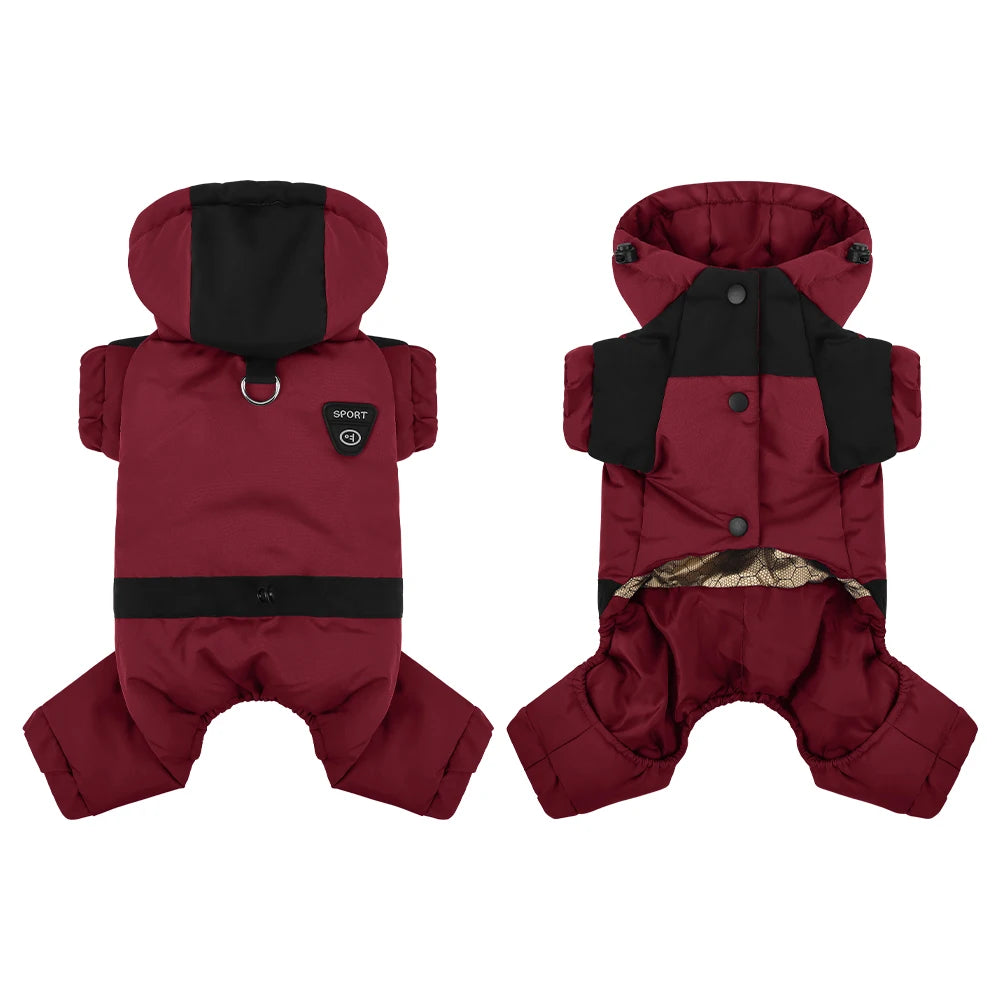 Vêtements d'hiver pour chiens, veste chaude en coton avec capuche, vêtements pour animaux de compagnie à quatre pattes pour chiens de petite race comme un ours en peluche et une Bichon Frise