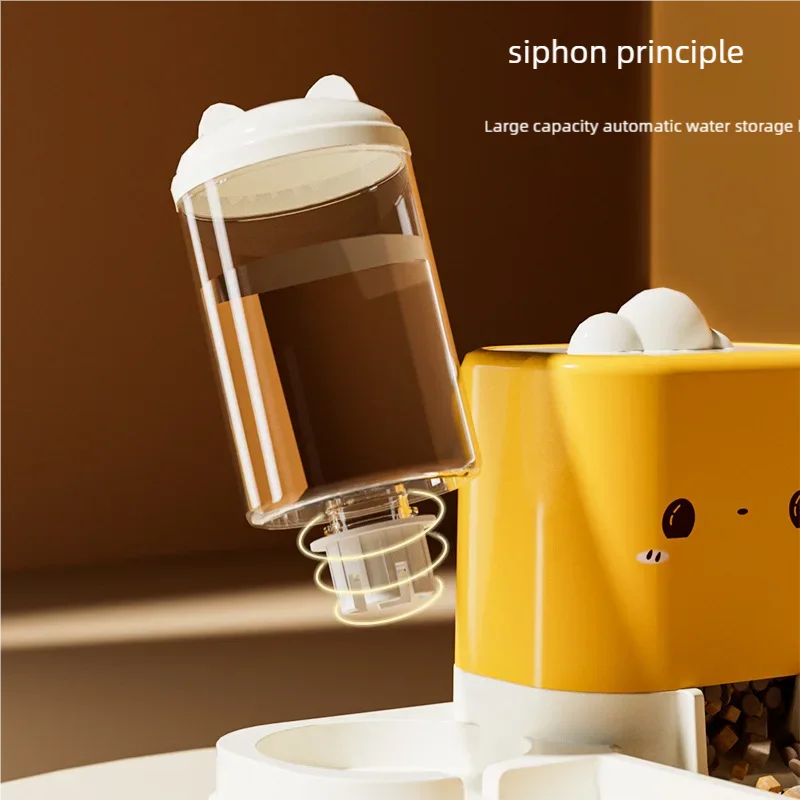 Mangeoire Automatique "Chat Souriant" (Design Mignon) | Distributeur 2-en-1 par Gravité, Grande Capacité (2000g) pour Chat et Petit Chien