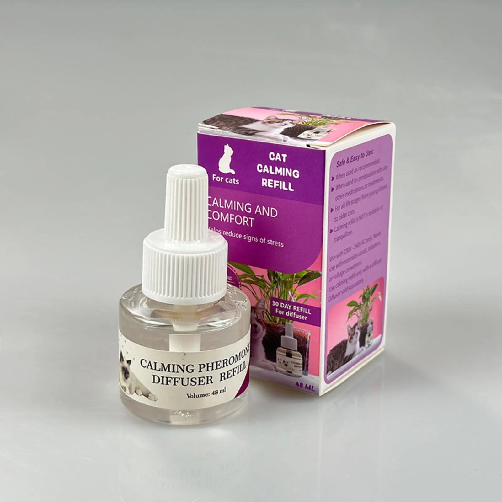 Diffuseur de Phéromones pour Chats (48 ml) | Kit de Démarrage Anti-Stress, Arrête le Grattage et le Marquage Urinaire (Non Sédatif)