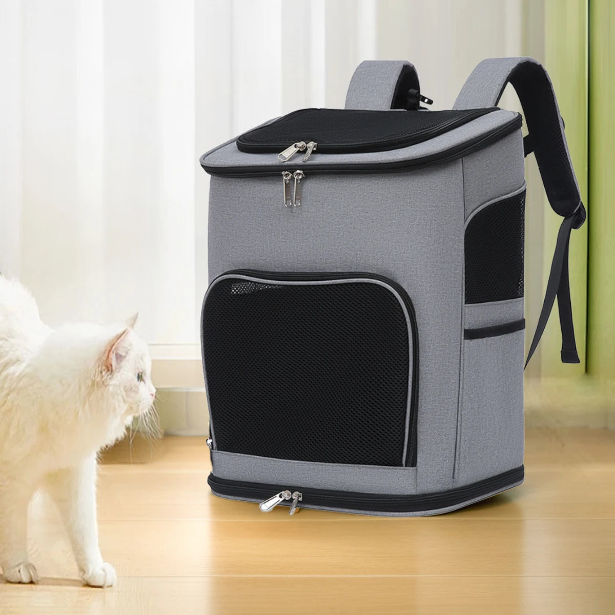 Porte-animaux pour chats, sac à dos en toile de grande capacité pour chiens, sac à bandoulière portable pour chat, sac à dos pour chat, porte-animaux pour voyager et voyages en plein air