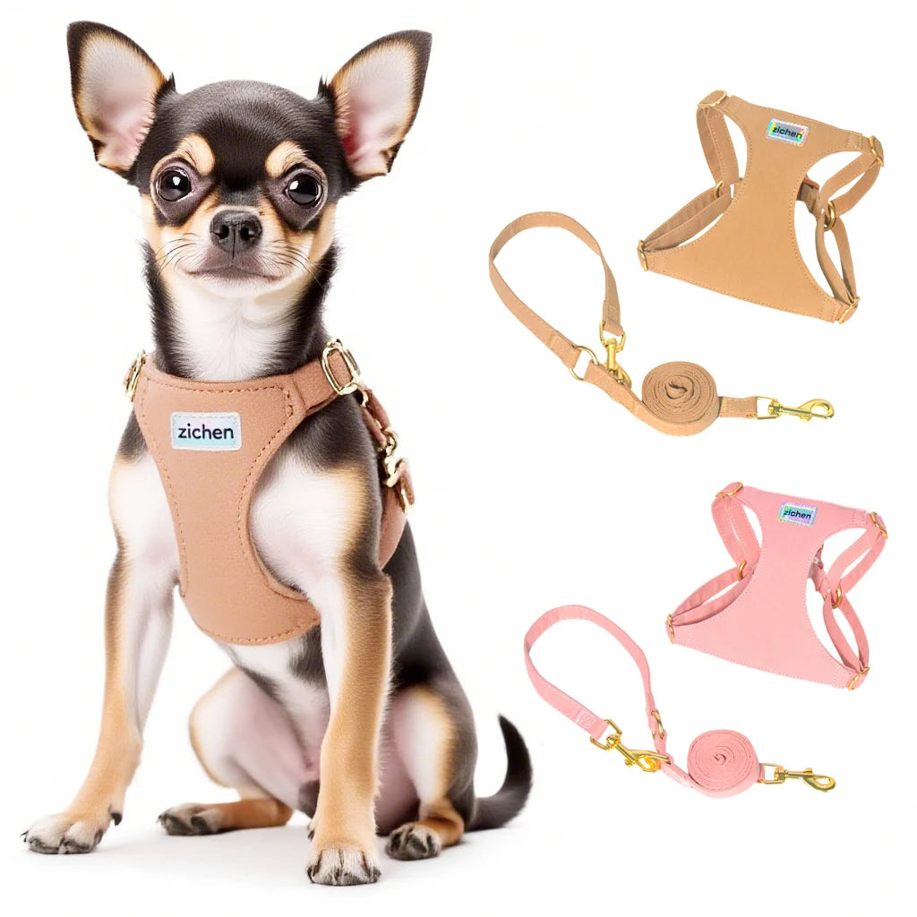 Harnais + Laisse pour Petits Chiens – Ultra Confort, Réglable & Anti-Traction | Pour Chiots, Chihuahua, Caniche, Bichon & Chats