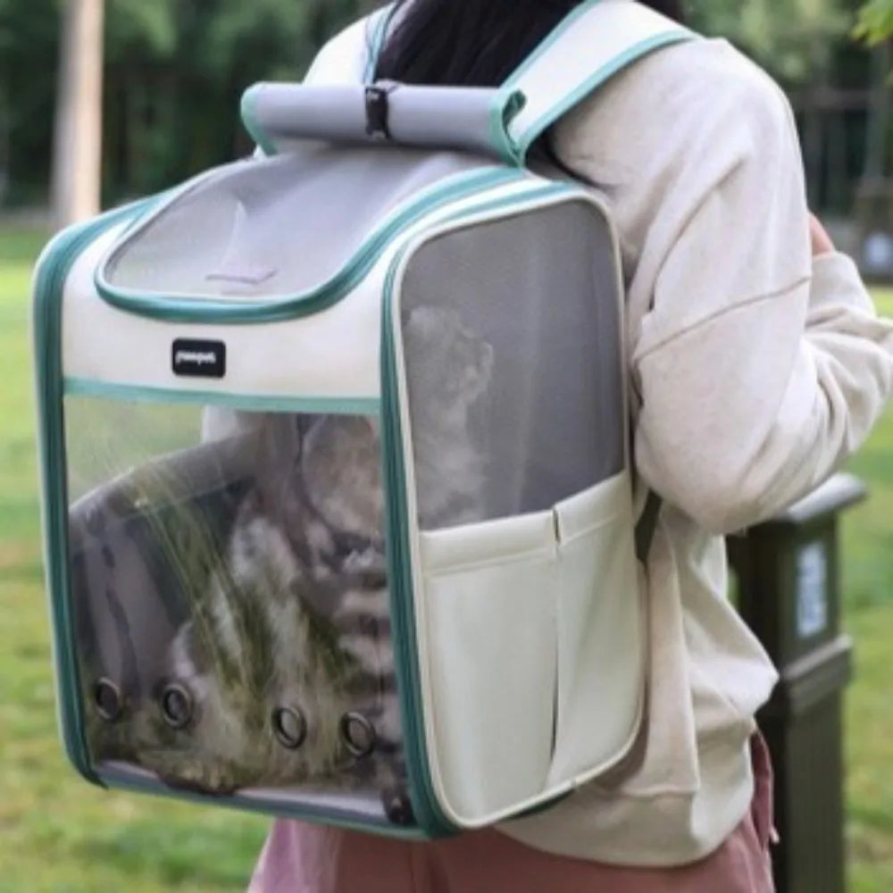 Sac de Transport pour animaux de compagnie Transparent Portable grand espace pliable sac à dos pour animaux de compagnie respirant Oxford chat sac de Transport chat chien Transport