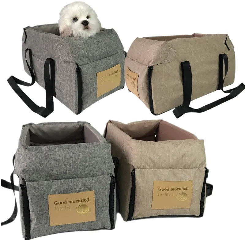 Lit de Voyage Auto pour Console Centrale (42 cm) | Siège de Sécurité Portable, Amovible, Lavable & Tissu Oxford Imperméable (Petits/Moyens Chiens)