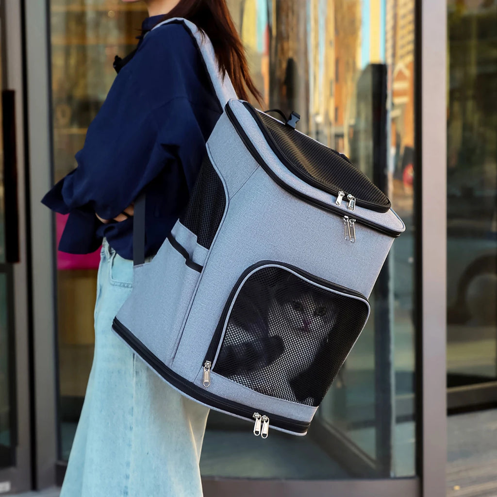 Porte-animaux pour chats, sac à dos en toile de grande capacité pour chiens, sac à bandoulière portable pour chat, sac à dos pour chat, porte-animaux pour voyager et voyages en plein air