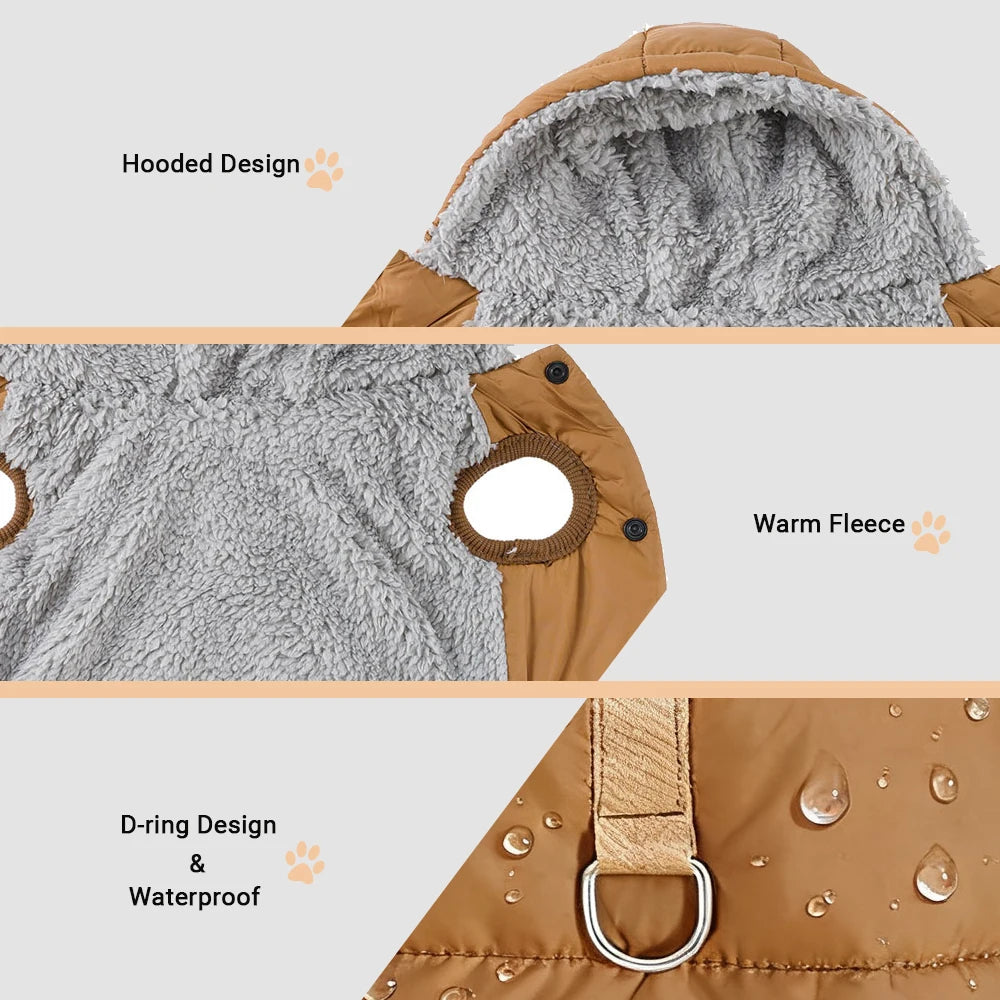 Manteau d’Hiver à Capuche pour Chien & Chat – Polaire Chaude, Coupe-Vent & Imperméable | XS à XL | Pour Petits & Moyens Animaux