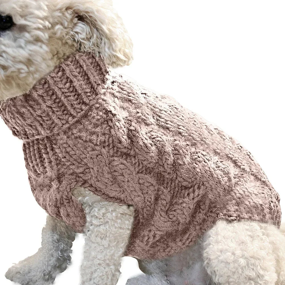 Pull Chien Tricoté Chaud (Pur Coton/Acrylique) pour Chihuahua et Yorkshire | Vêtements d'Hiver Simples et Classiques (Petit et Moyen Chien)