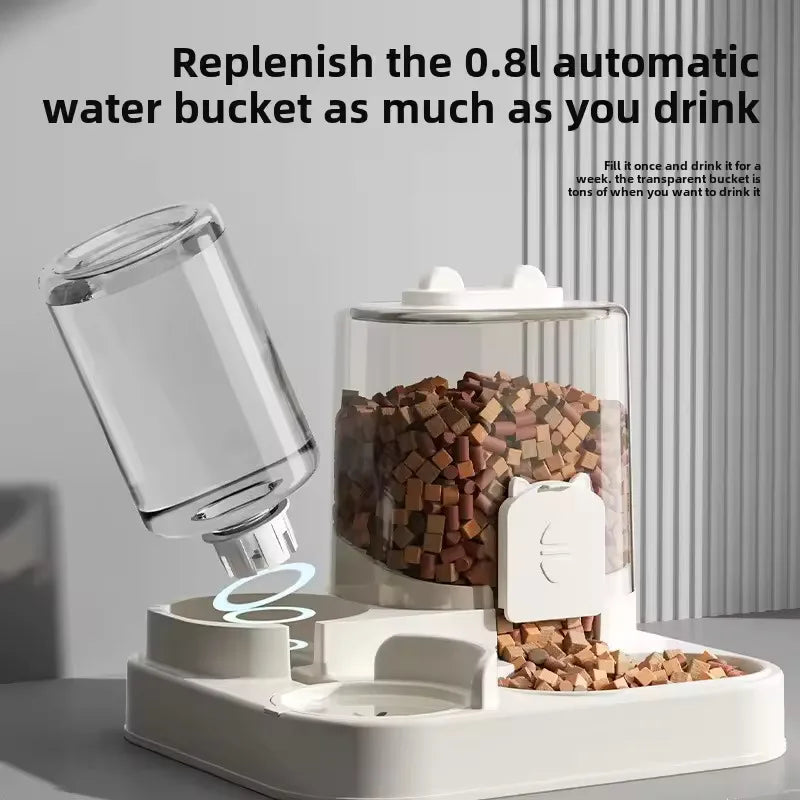 Distributeur d'Eau et de Nourriture Automatique par Gravité | Mangeoire et Abreuvoir 2-en-1 (Autonomie) pour Chat et Chien