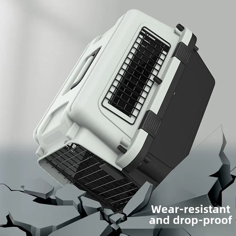 Cage de Transport Aérien HOMOLOGUÉE IATA (Expédition Int.) | Plastique Rigide, Solide, Respirante | Jusqu'à 15 kg (Multi-Taille)