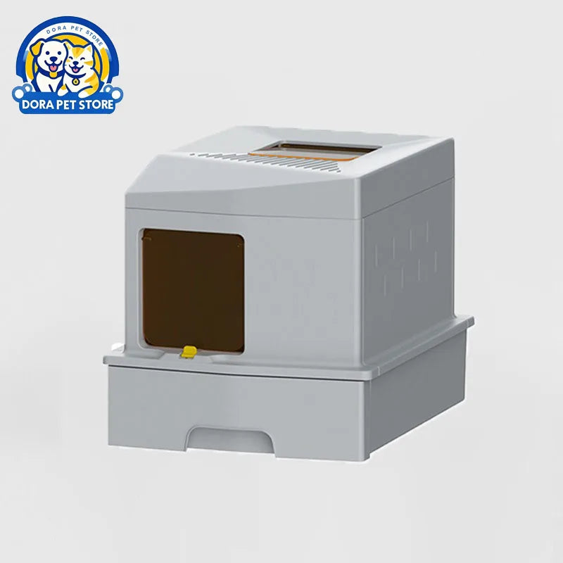 Grande Boîte à Litière Entièrement Fermée | Entrée Basse, Sortie Supérieure (Double Accès Anti-Projection), Anti-Odeur & Amovi