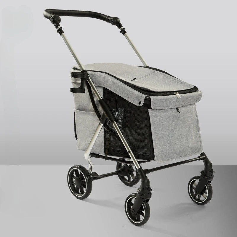 Poussette de Transport Pliable et Robuste pour Grands Chiens (Jusqu'à 20 kg) | Châssis en Aluminium