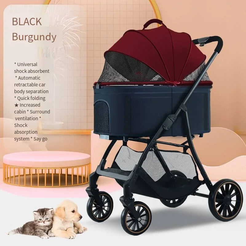 2025 Poussette pour animaux de compagnie pour chiens et chats pour sortir, petit chariot léger amovible et pliable pour chiens qui marcher et chats marchent