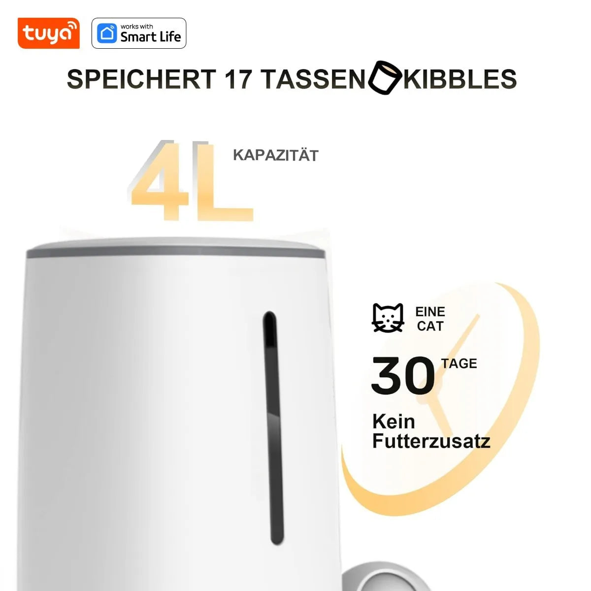 Mangeoire automatique pour animaux de compagnie 4L pour 1/2 chats, mangeoire automatique pour animaux de compagnie intelligente WiFi pour chats et chiens, distributeur de nourriture pour animaux de compagnie temporisé avec c