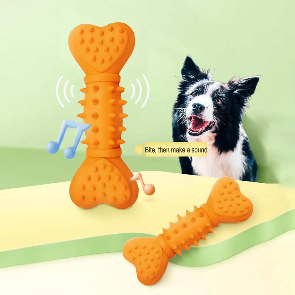 Jouets à mâcher pour chiens de taille moyenne, jouets grinçants en caoutchouc naturel Durable, jouets de dentition en forme d'os pour chiot