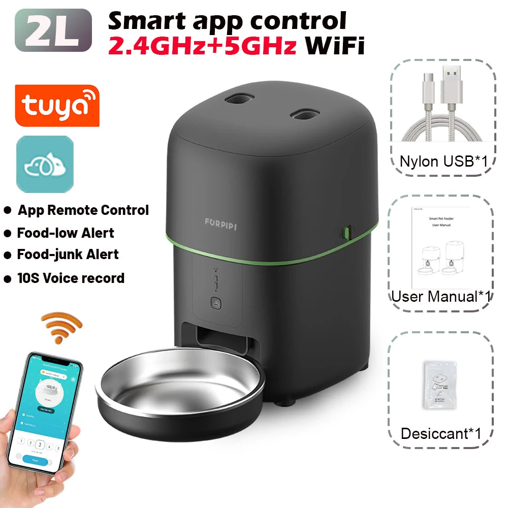 Mangeoire Automatique Wi-Fi Premium 4L pour Chat & Petit Chien | 12 Repas/Jour Programmables, Contrôle à Distance et Bol en Inox