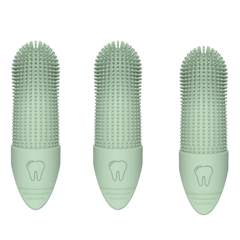 Brosse à Dents 360° en Gel de Silice – Nettoyage Doux & Efficace pour Chiens et Chats (Lot de 3)
