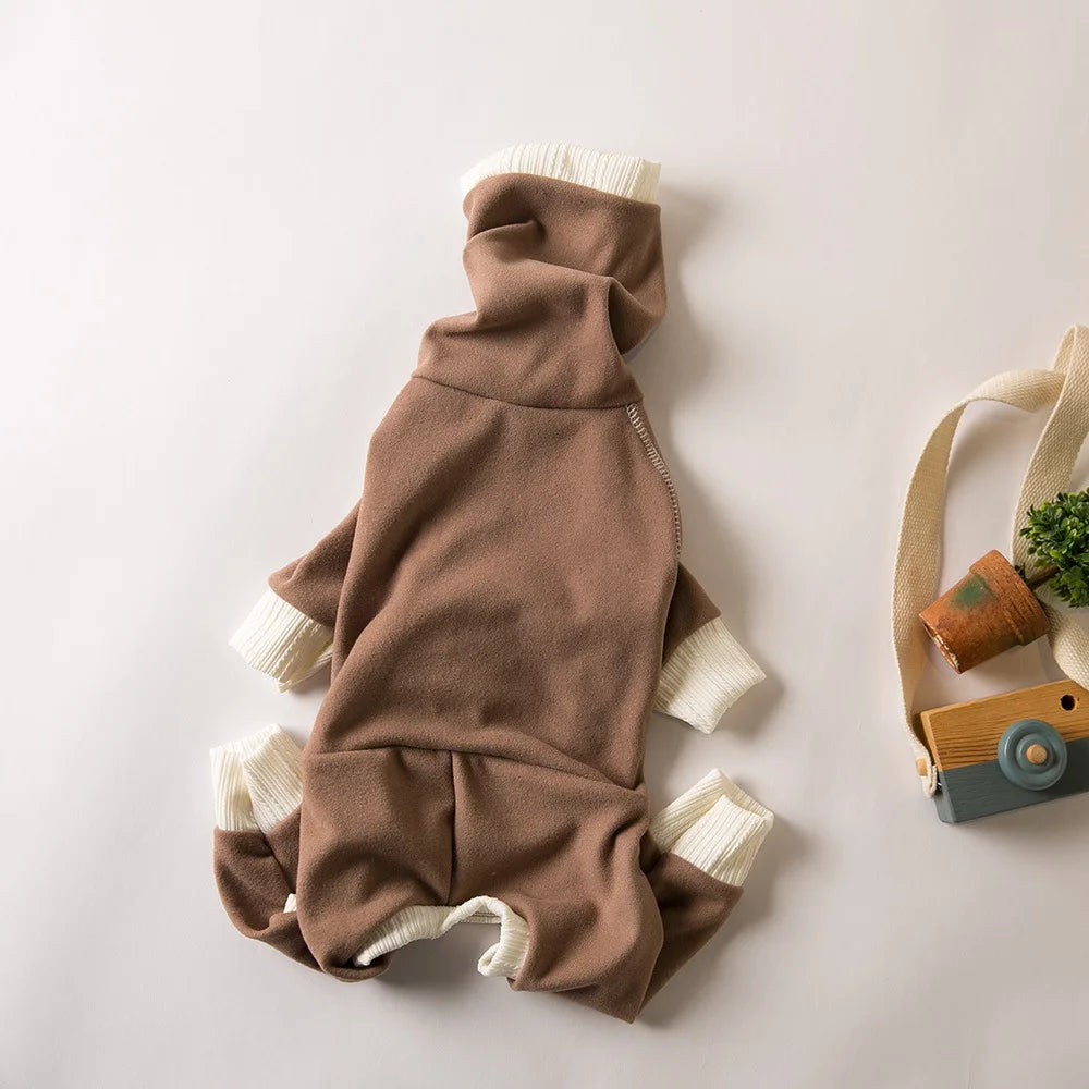 Vêtements 4 Pattes en Peluche Douce pour Chien | Combinaison Élastique, Col Haut, Base Chaude (Mode, Toutes Saisons)