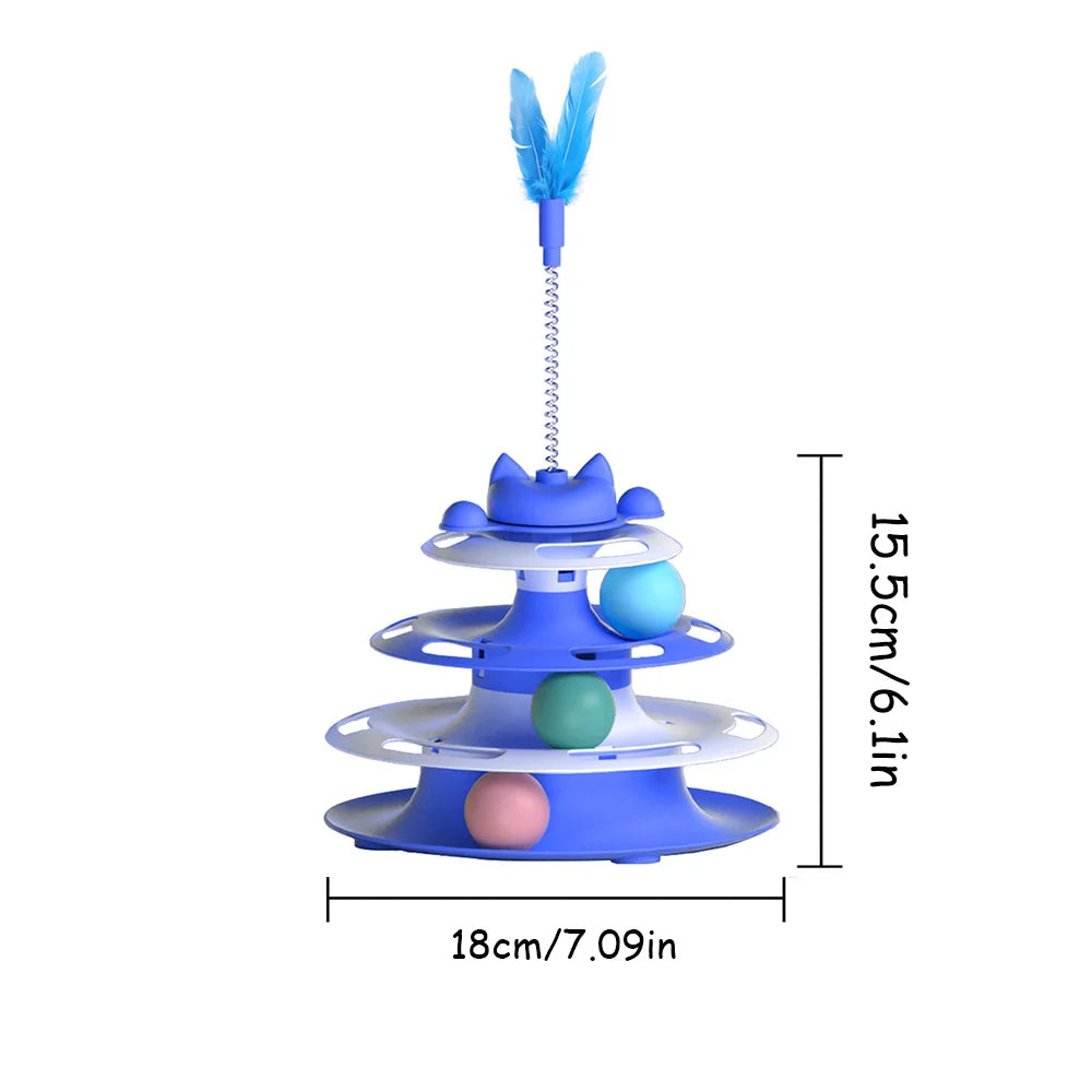 Kit de Jouets Interactifs 3-en-1 pour Chat | Plateau Tournant, Baguette Teaser & Balles Anti-Ennui | Auto-Divertissement Sûr