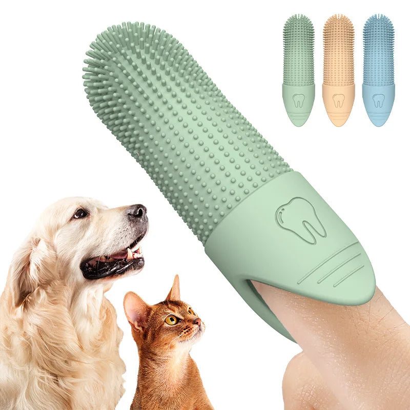 Brosse à Dents 360° en Gel de Silice – Nettoyage Doux & Efficace pour Chiens et Chats (Lot de 3)