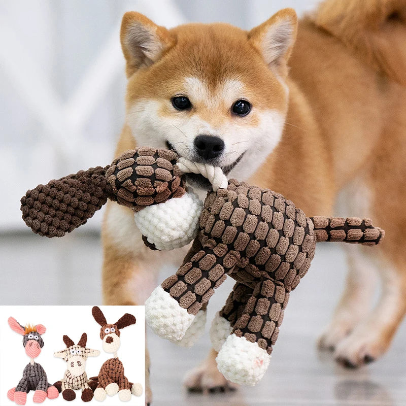 Jouet en Peluche Âne Grinçant pour Grand Chien | Peluche Durable (Polaire) pour Mâcheurs Agressifs et Jeu Interactif
