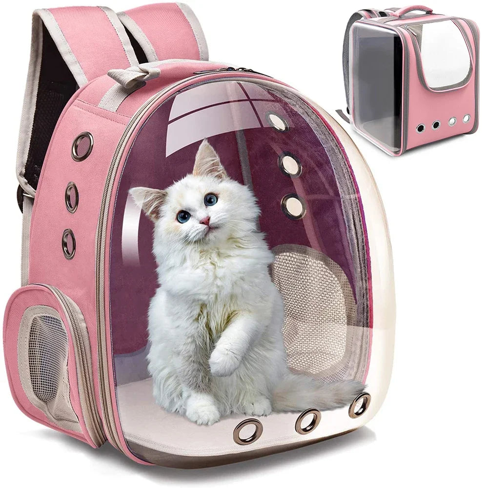 Sac à Dos Capsule de Transport (Vue 360°) | Fenêtre Transparente Respirante, Léger & Sûr pour Petits Chiens et Chats (Toutes Races)