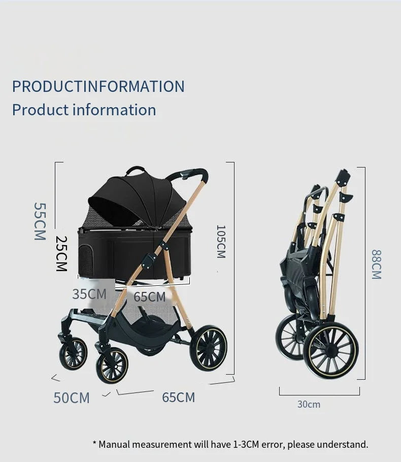 2025 Poussette pour animaux de compagnie pour chiens et chats pour sortir, petit chariot léger amovible et pliable pour chiens qui marcher et chats marchent