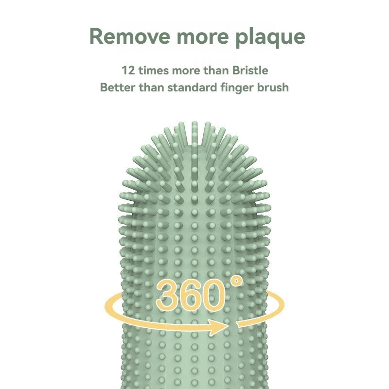 Brosse à Dents 360° en Gel de Silice – Nettoyage Doux & Efficace pour Chiens et Chats (Lot de 3)